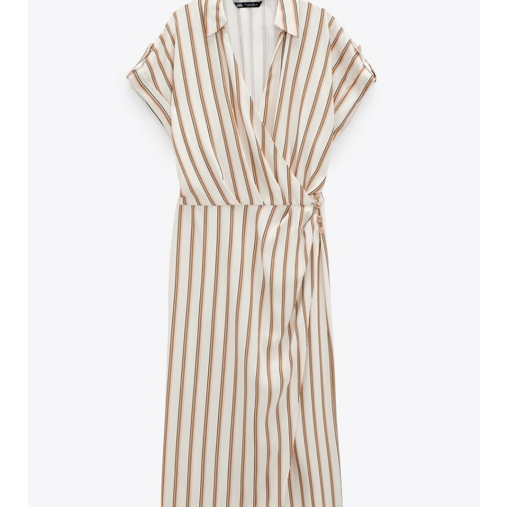 Zara Striped Draped Dress - Picture 1 of 5